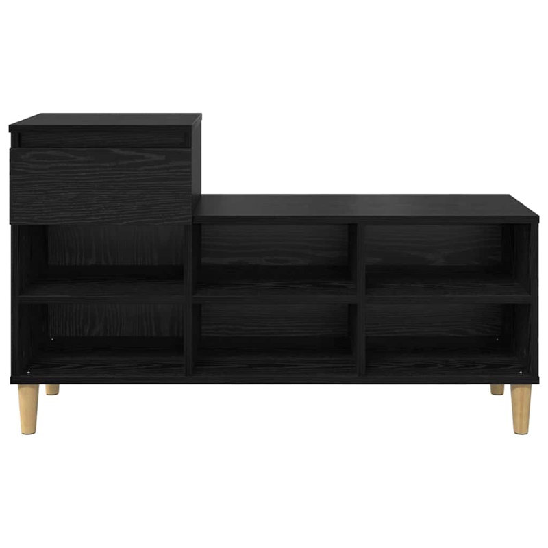 6 Pair Shoe Storage Bench, Black Oak