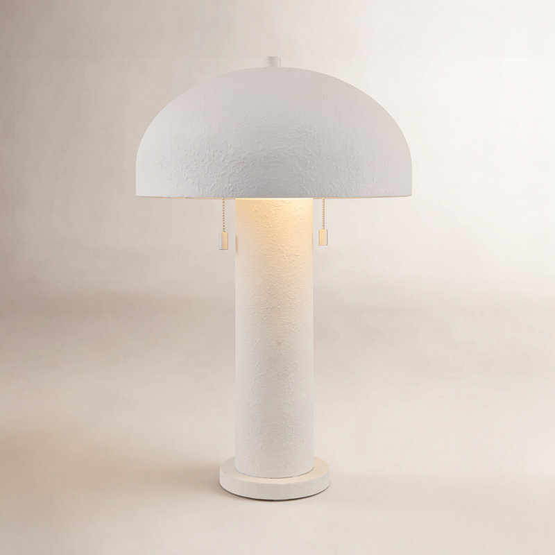 Iron Table Lamp with Metal Bell Shade, White