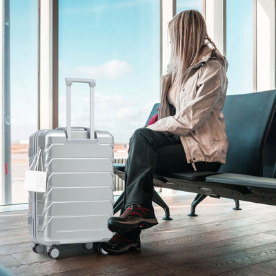20 "/ 24" / 28 "3 pièces / ensemble en valise à roulettes en ABS, couleur assortie, avec serrure à combinaison (argent)