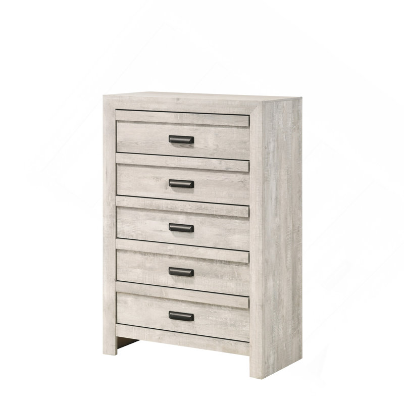 Meuble de chambre à coucher 1 tiroir contemporain à cinq tiroirs avec finition beige et gris rustique