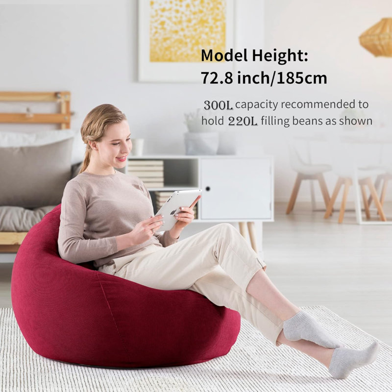 Bean Bag Chair Cover (No Filler) For Adults And Kids, Extra Large Stuffed Animal Storage Bean Bag Washable Soft Premium Corduroy Stuffable Bean Bag Cover