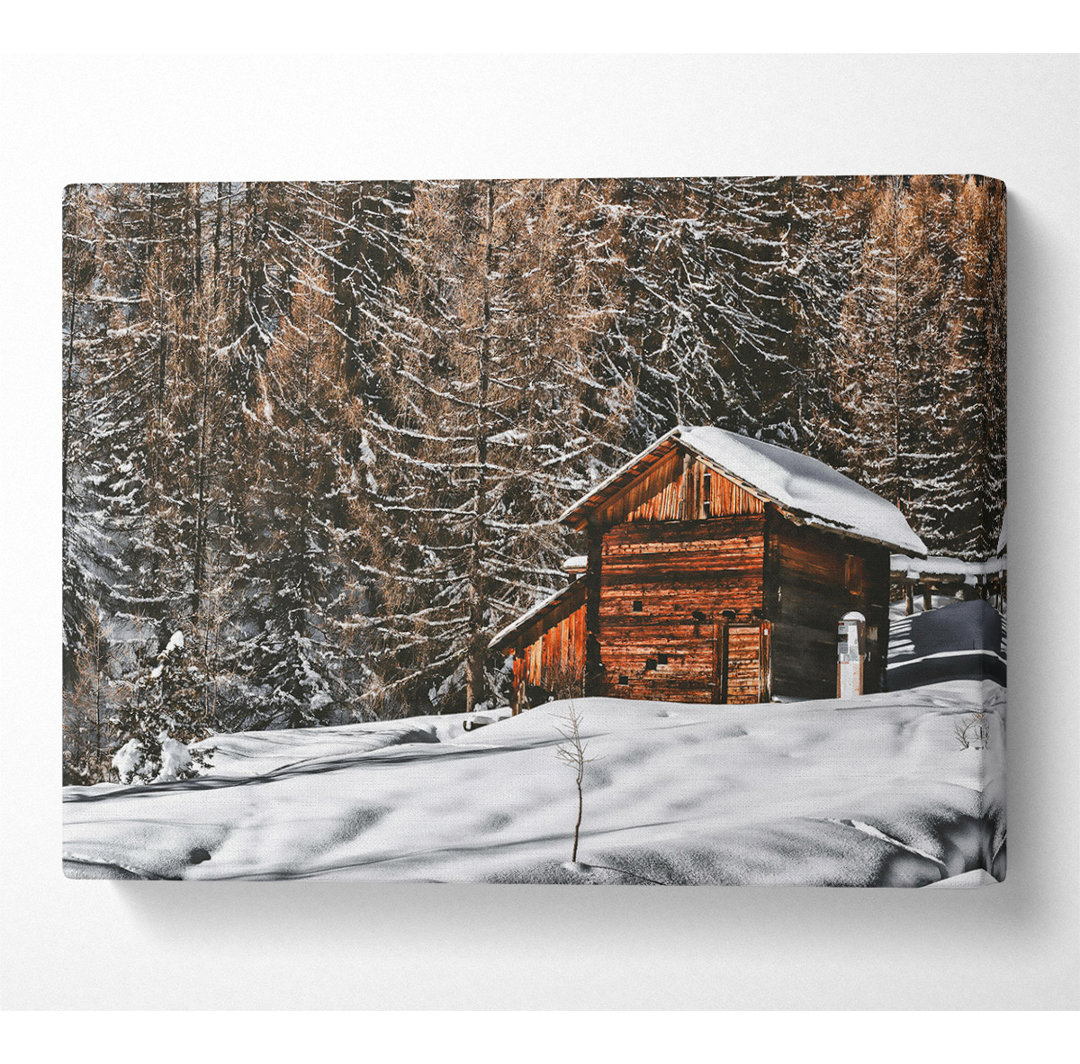 Brown Cabin In The Snow