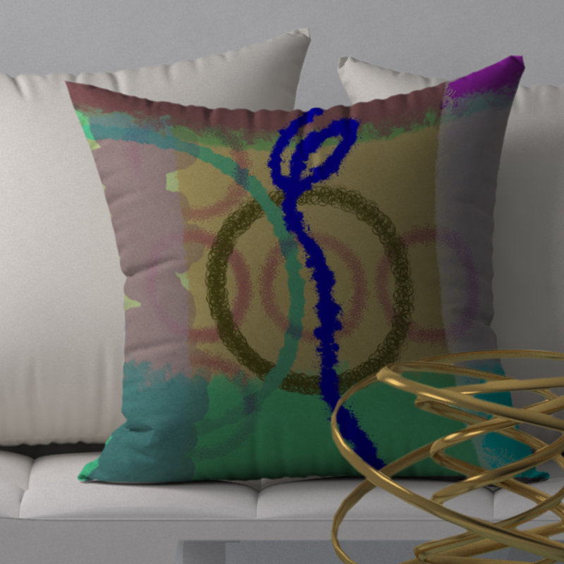 Alert Abstract Reversible Throw Pillow, 20" H x 20" W