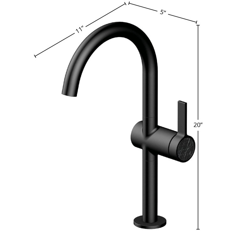 Robinet pour salle de bain à poignée simple DAX Portofino, Noir, noir, noir, noir