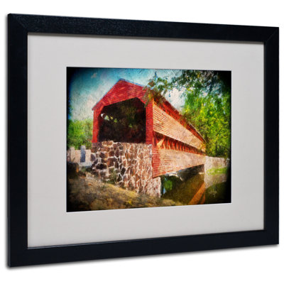 « old recouvert bridge » par lois bryan, peinture sur papier encadrée