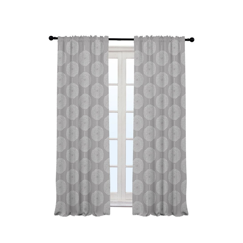 Spiral-Patterned Bohemian Single Panel Curtain, Grey, 140cm Width x 325cm Drop