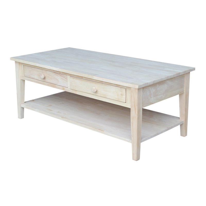 Tillar Solid Wood Coffee Table, Unfinished