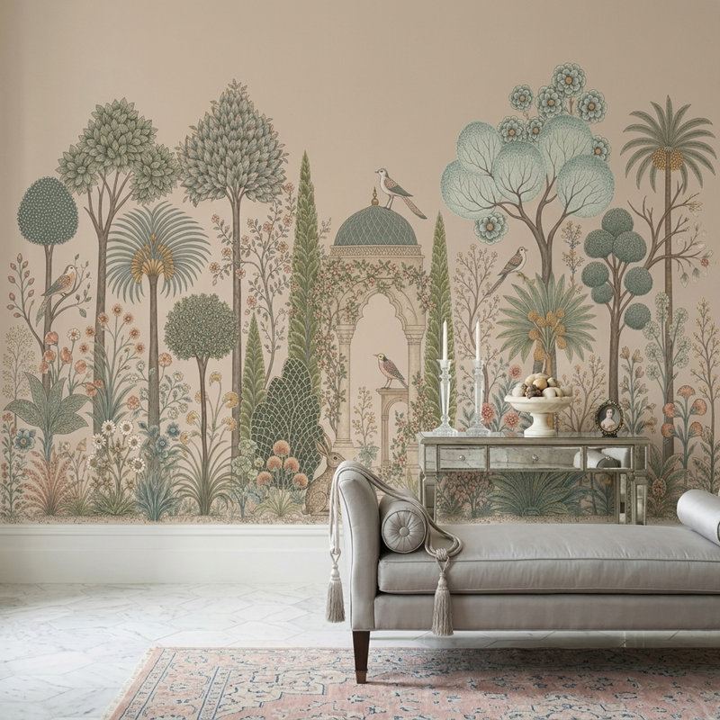 Décoration murale amovible de papier peint botanique paysage d'inspiration méditerranéenne, 200 po x 120 po