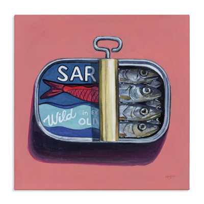 Wild Sardines on Pink Canvas, design by Kate Jarvik Birch