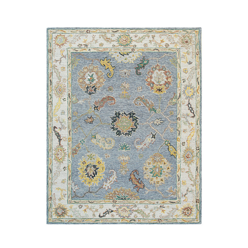 Tapis gris en laine touffeté à la main Nadia Oushak