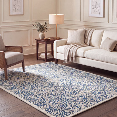 Tapis Marys Trace en laine et coton, tissÃ© Ã  la main