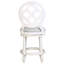 Tabouret de bar à hauteur de comptoir en bois blanc de 26 po, dossier haut, siège rond rembourré pivotant, retour automatique à 180 degrés, pieds tournés rembourrés avec anneau en métal pour repose-pieds, siège de poids de 48,19 lb
