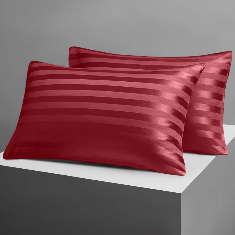 Luxury Stripe Standard Pillowcase - Set of 2, Burgundy