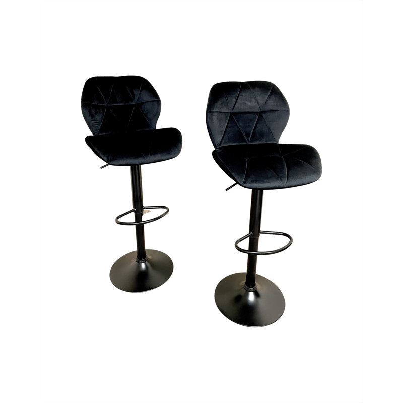 Hampton & Stewart Swivel Upholstered Adjustable Height Counter Stool with Metal Frame, Black