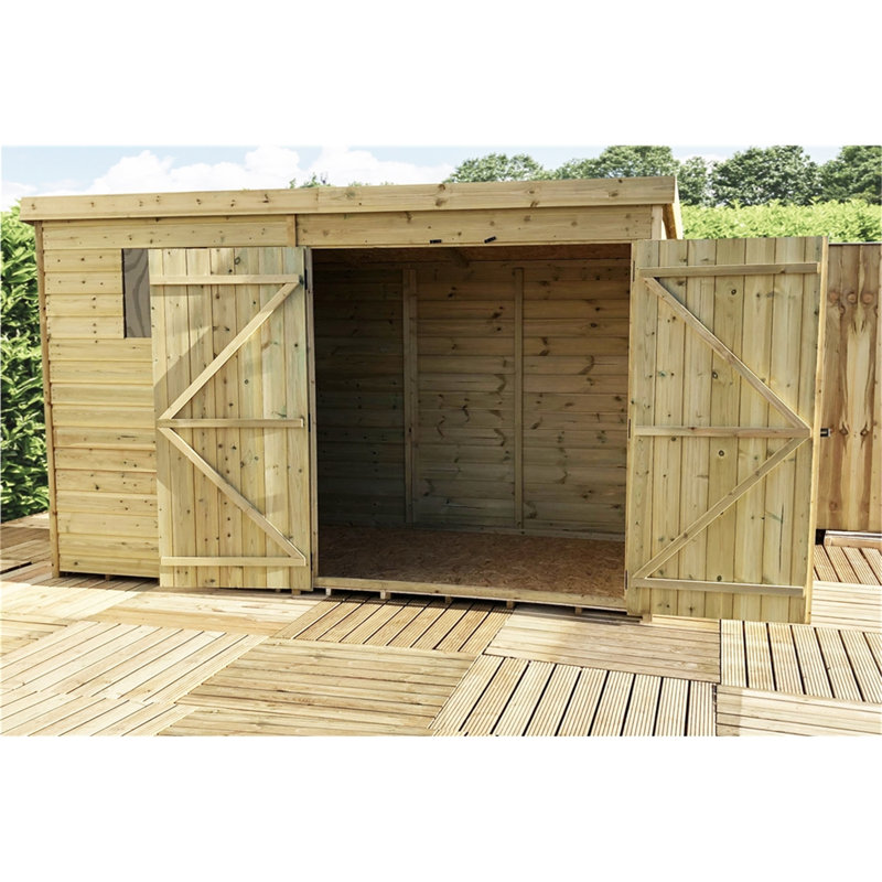 Kristen 10 ft. W x 7 ft. D Solid Wood Garden Shed, 10 ft. W x 7 ft. D