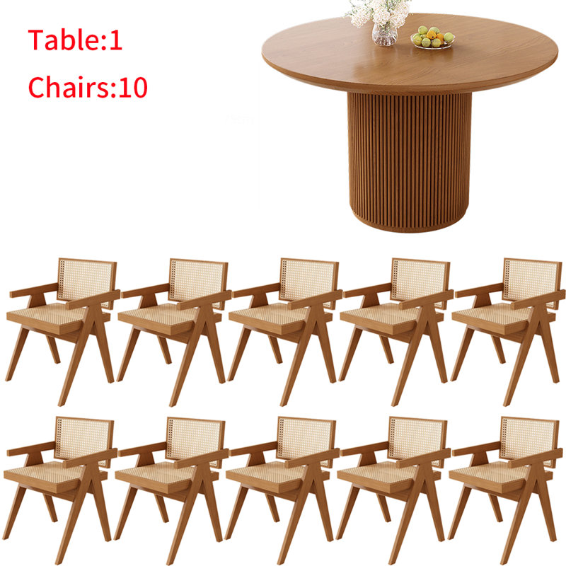 Ensemble de table de salle à manger en bois massif de style japonais