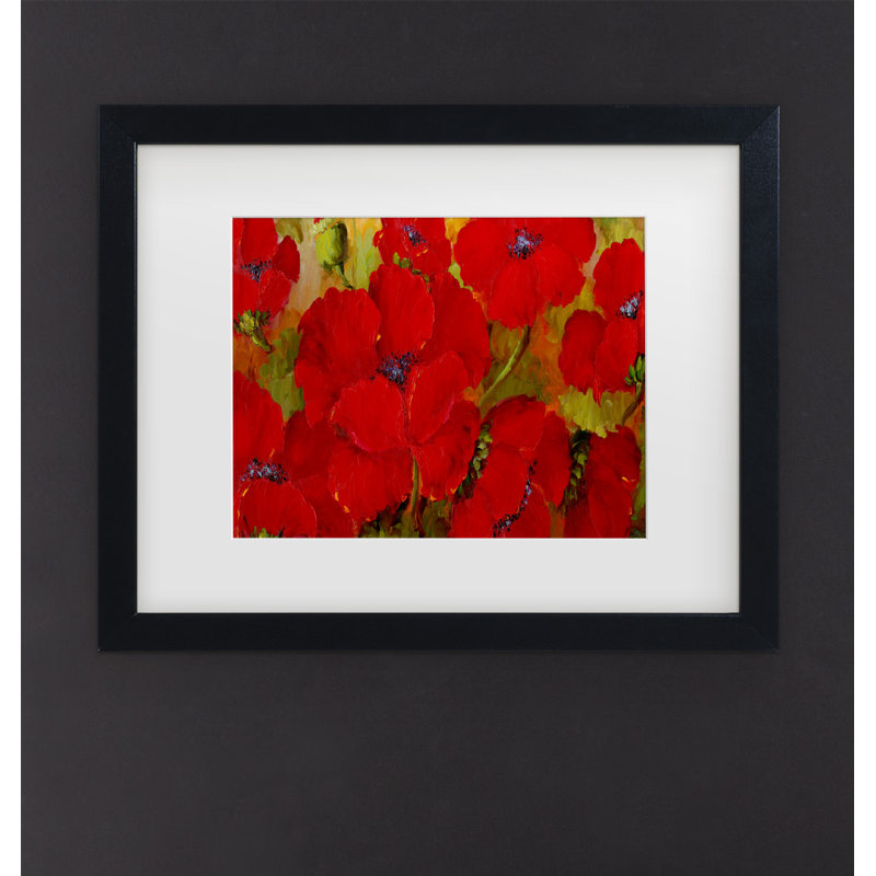 «Red Flowers», reproduction sur toile, Cadre noir, H 16 po x l 20 po x p 0,5 po