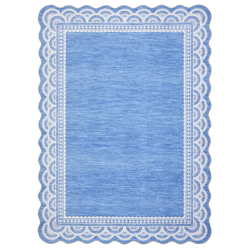 Area Rug for Living Washable Scalloped Area Rug Non Slip Rug for Bedroom Dorm Washable Rugs Non Slip Scalloped Rugs for Under Table Nursery College Bedroom Playroom