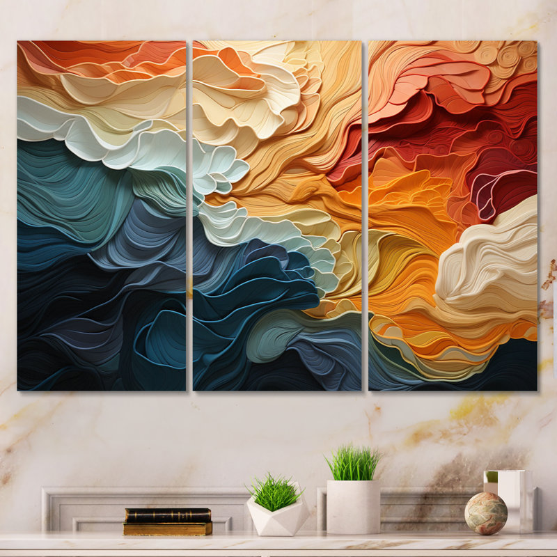 Biomorphism Organic Forms V - 3 pièces sur toile tendue, H 40 po x l 60 po, Sans cadre, Wrapped Canvas