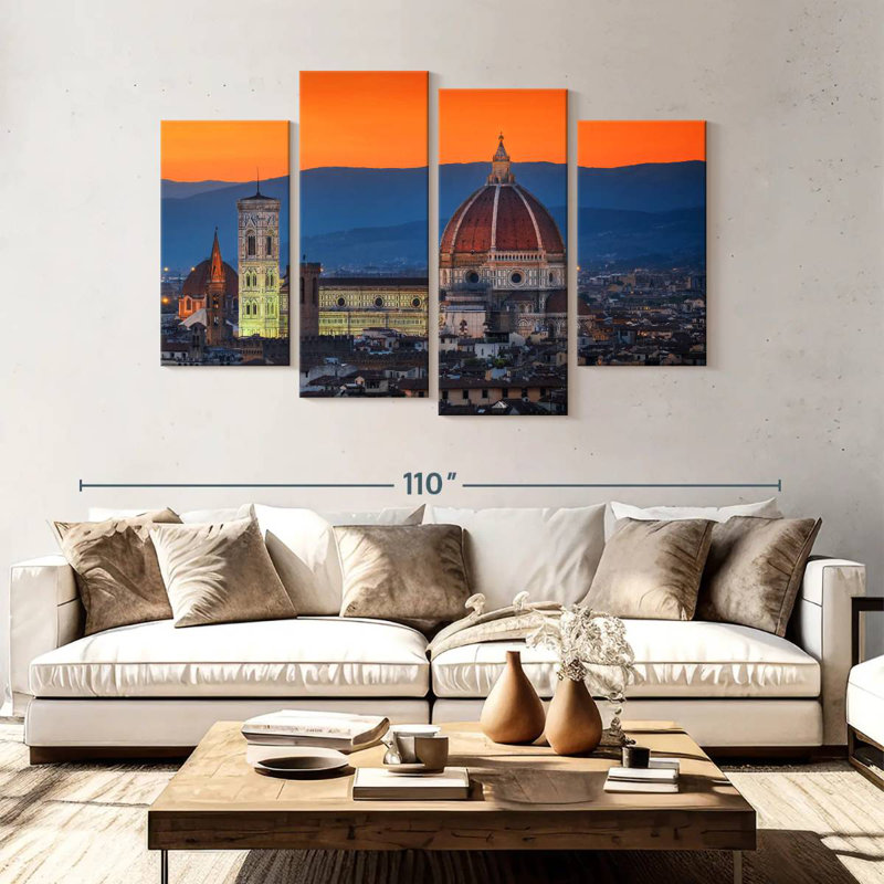 Cathédrale de Nicci Florence au crépuscule, H 54 po x l 84 po