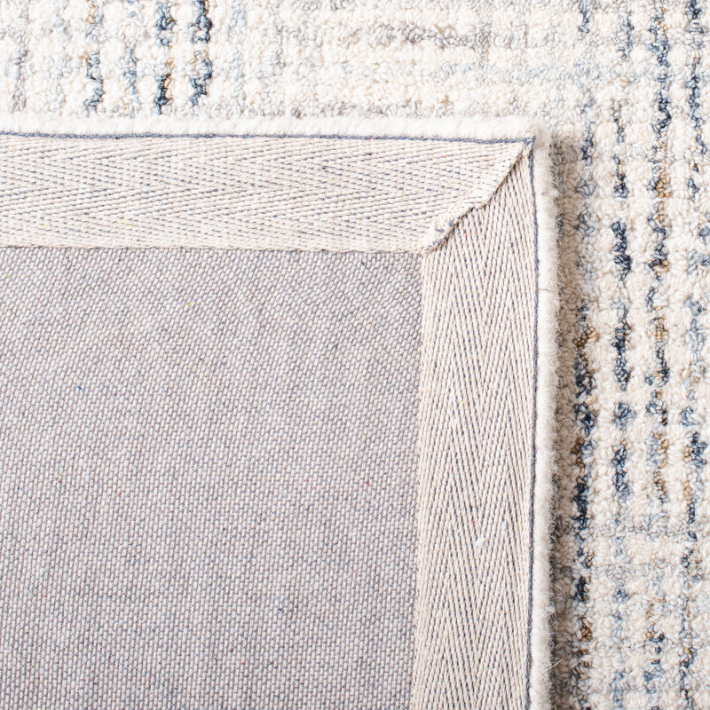 Corinna Hand Tufted Wool/Cotton Plaid Rug in Ivory/Gray, Rectangle 6' x 9'