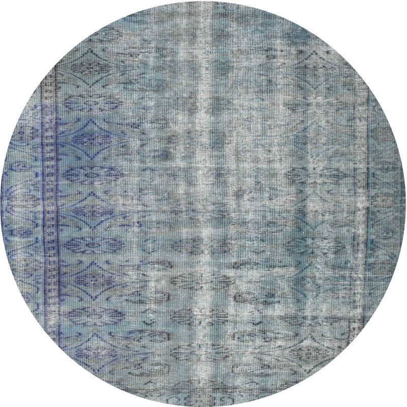 Tapis gris/bleu zone contemporaine, Rond 7 pi