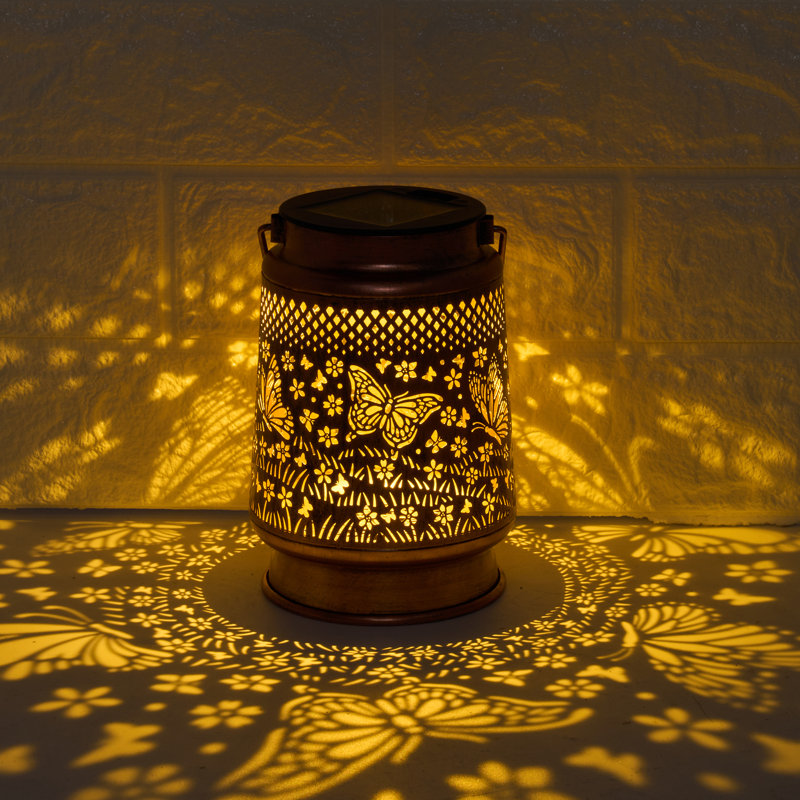 Butterflies Solar Powered Integrated LED Outdoor Lantern (Set of 2) Solar Lighting