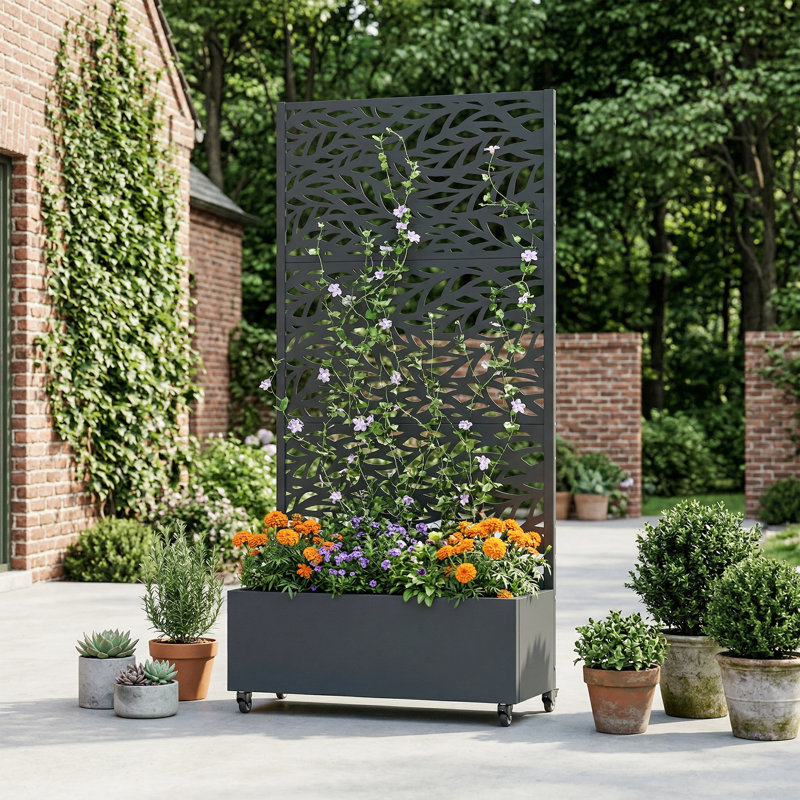 Outdoor Planter Box with Wheels, Cambrian Gray