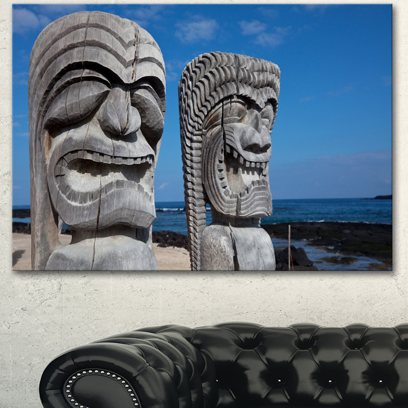 Hawaiian Tiki Gods - Reproduction de photo sur toile tendue, H 16 po x l 32 po x P 1 po