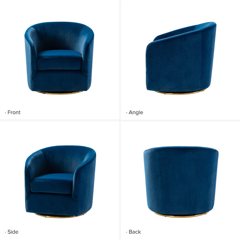 Fauteuil demi-tonneau en velours Holden, Marine