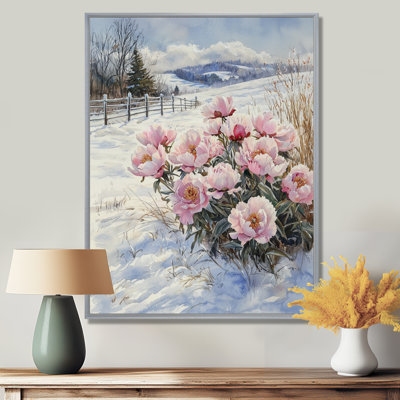 Pivoines de Hartland en hiver dans les pâturages neigeux III - pivoines, art mural