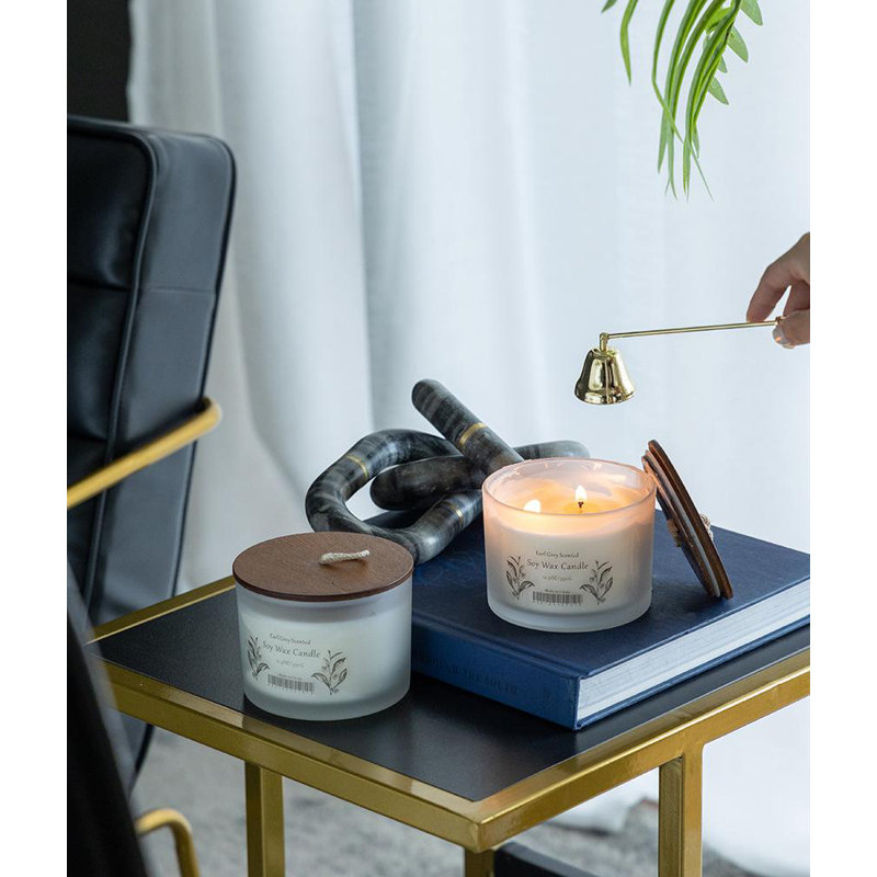 Bougies en cire de soja parfumées 12,2 oz Earl Grey - 65 heures - Ensemble de 4 - Ivoire
