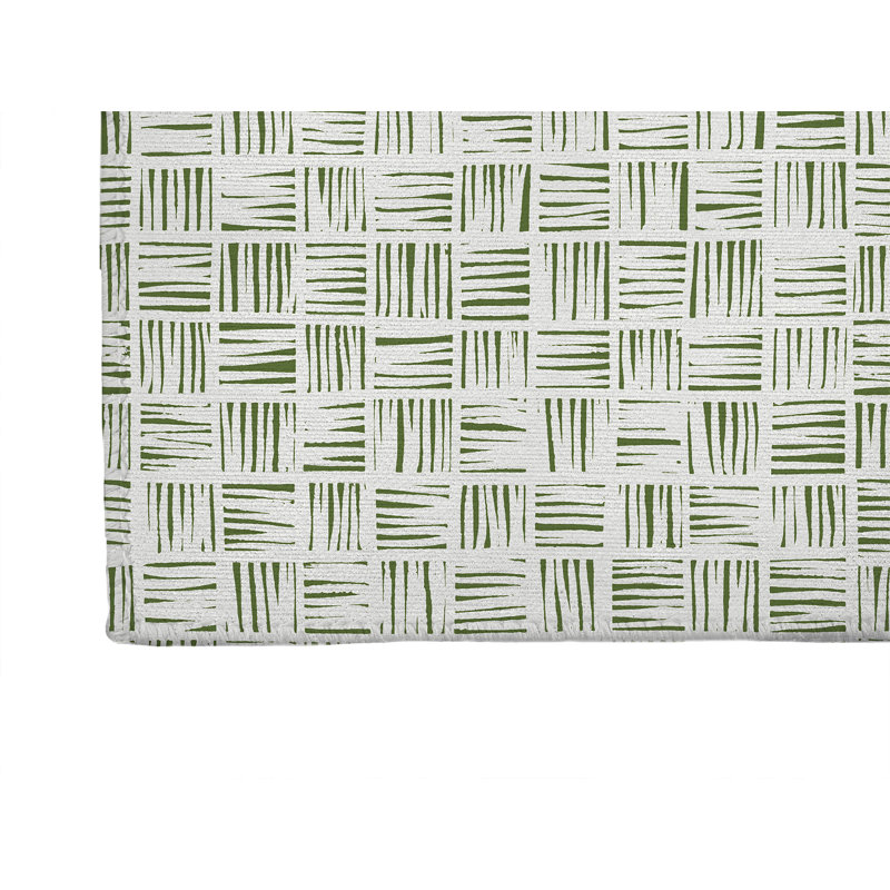 Tapis de cuisine Lash, Rectangle 5' x 7', Olive Green Checkered