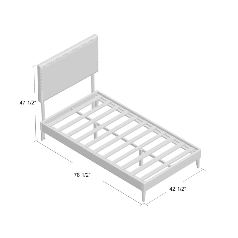 Lit plateforme tapissier en vinyle Phoebe, Blanc, Double