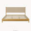 Structure de lit plateforme en bois d'hévéa avec tête de lit, beige-129680252