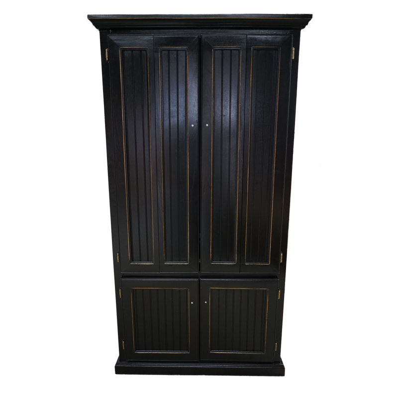 Bureau armoire en bois massif Neasa, Noir antique