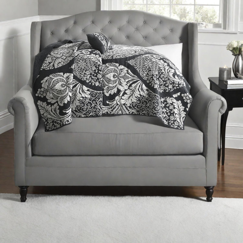 Elegant 6-piece Cotton Bedding Sets, Black, Transitional Style For Home