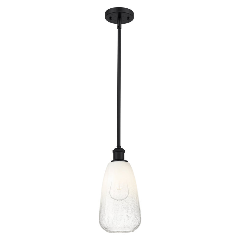 Mini luminaire suspendu avec tige 6 po Ballston - Brookhaven, Opale, Noir mat