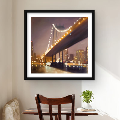New-york at night - Car Places Framed Matted Print for Decor