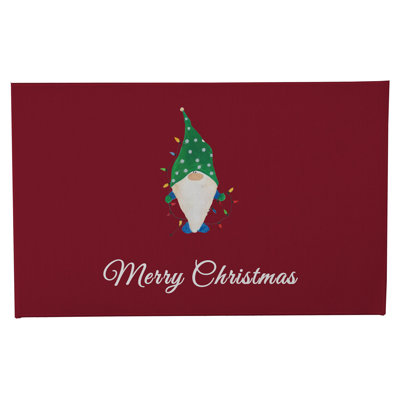 Merry Christmas Spotted Electric Christmas Gnome Bath Mat with Non-Skid Backing