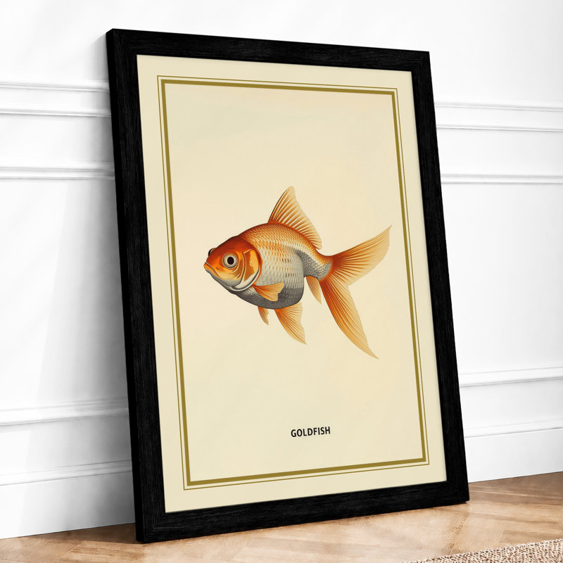 Goldfish Study Botanical - Framed Print, A1 - 84.1 x 59.4 cm, Black
