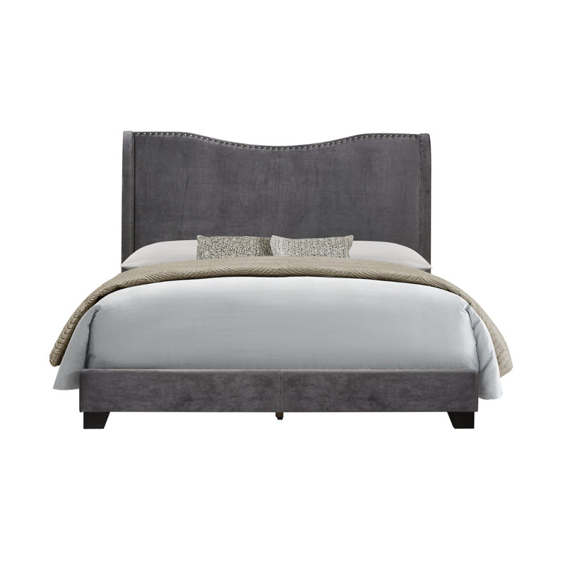 Hudson Oaks Upholstered Wingback Bed, Dark Gray, Full / Double