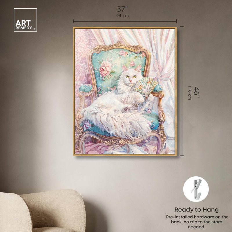 «An Aristocat Canvas» par Art Remedy, H 46 po x l 37 po x P 1,8 po, Cadre flottant doré