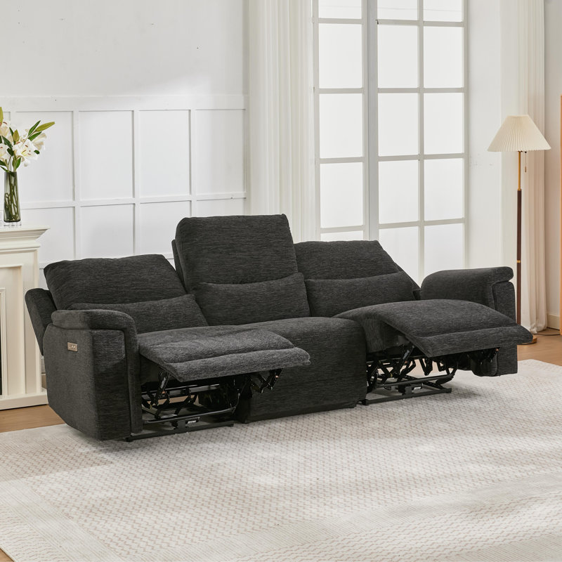 Power Reclining Sofa with USB Ports and Enhanced Comfort for Living Room Relaxation, Black