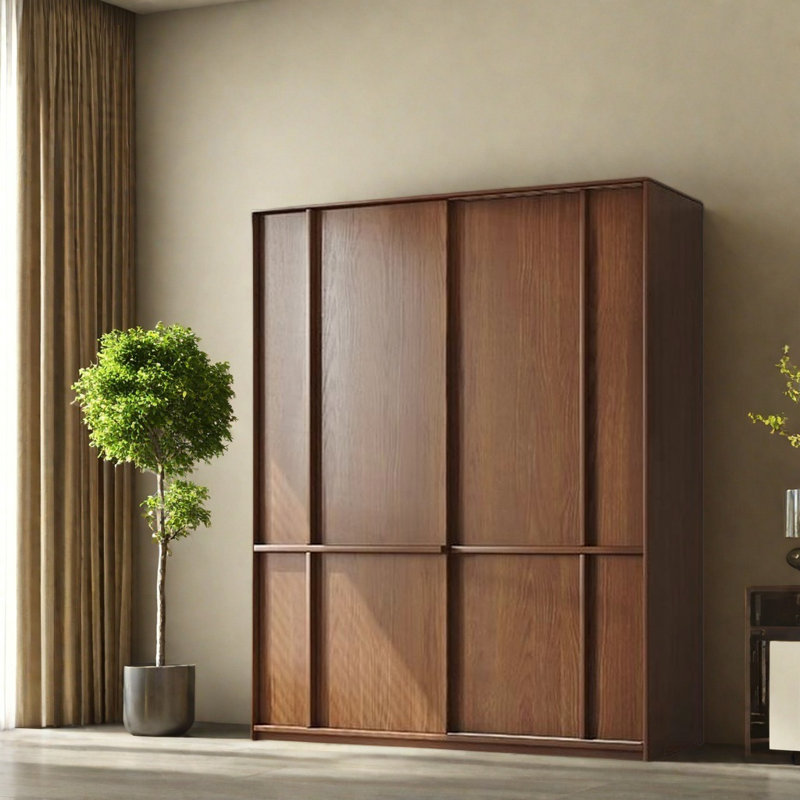Garde-robe simple à pousser et tirer rétro, H 78,74 po x l 47,24 po x P 23,62 po
