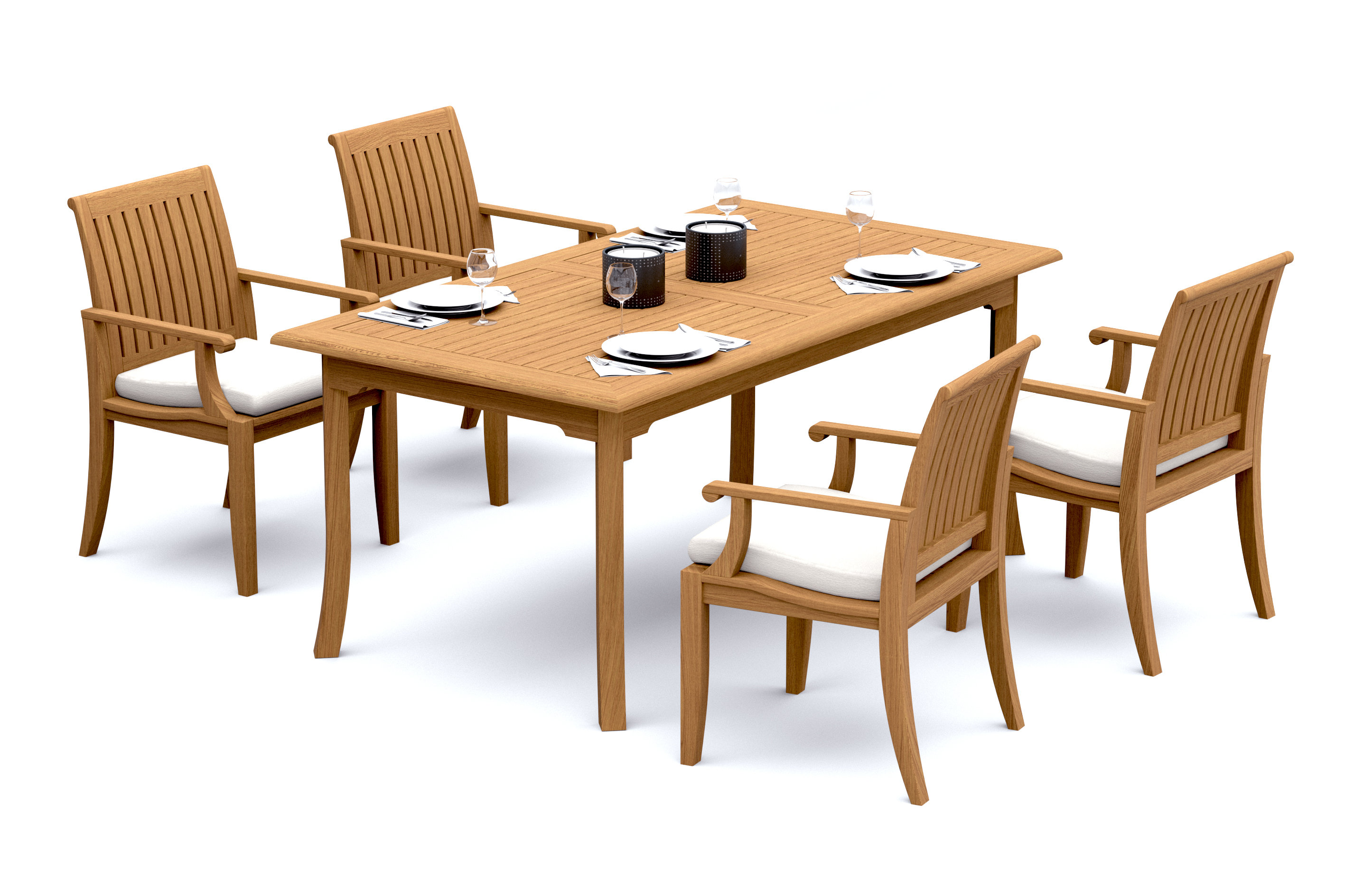 Teak Smith 8 Seats 9 Pcs Grade-A Teak Wood Dining Set: 83" Rectangle ...