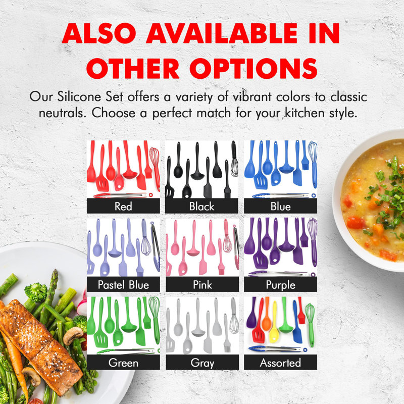 Purple Silicone and Stainless Steel 9-Piece Kitchen Utensil Set