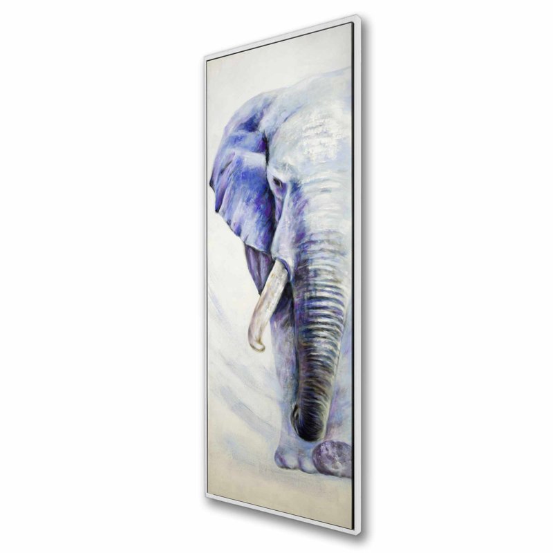 Toile encadrée éléphant bleu | Chambre d'animaux | Home Art, H 49,25 po x l 17,25 po