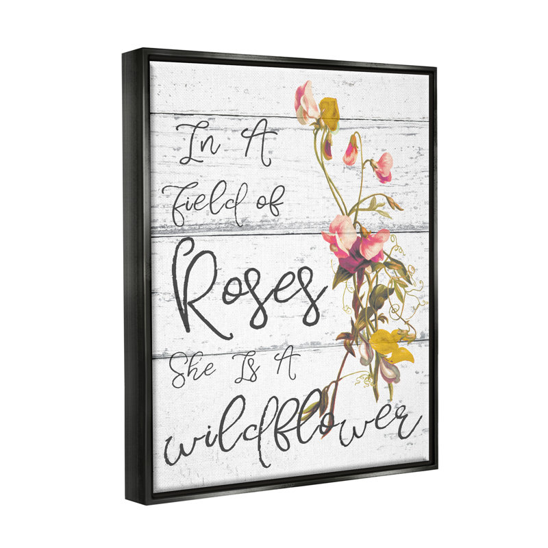 "Be a Wildflower", art mural sur toile par Daphne Polselli, H 31 po x l 25 po x P 1,7 po, Cadre flottant noir de jais