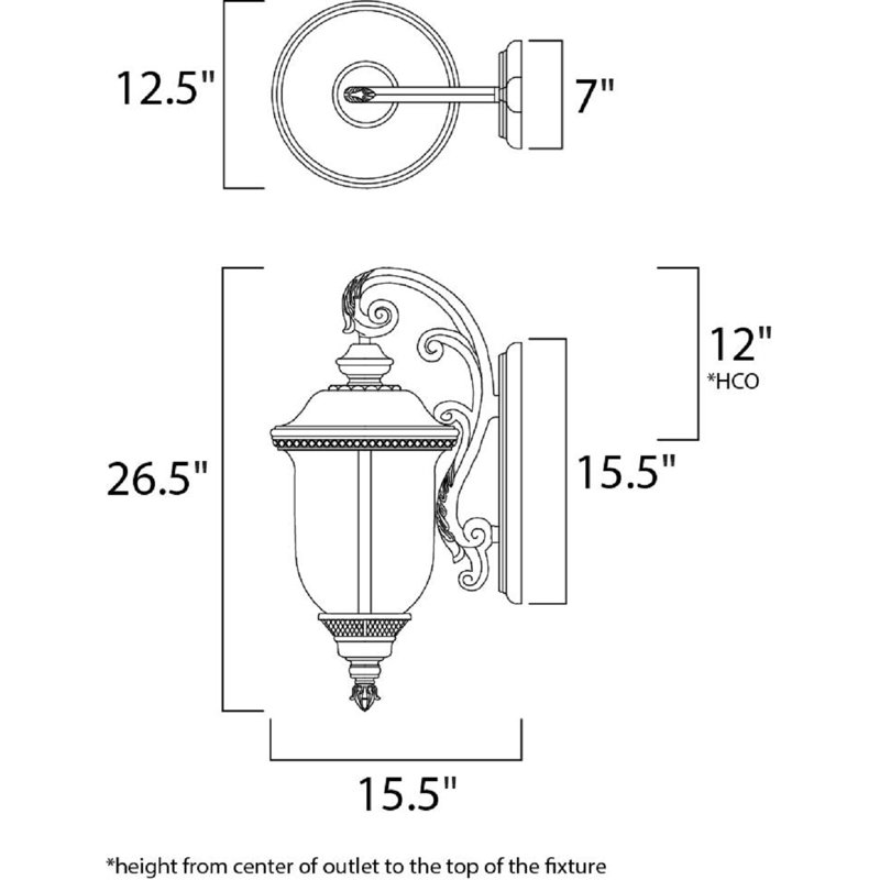 Lanterne murale d'extérieur 3 lumières Patidar, H 27 po x l 13 po x P 12,5 po